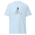 Light blue T-shirt with a black illustration of a kneeling woman praying above Give Yourself to God lettering, front view.